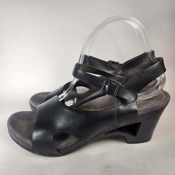 DANSKO Women's Tasha Sandal Size 10.5 EU 41 Black Leather Open Toe Shoe - Picture 8 of 9